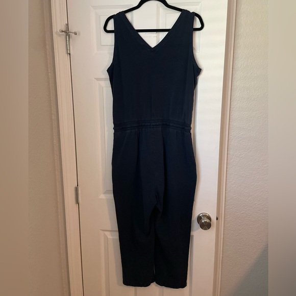 Calvin Klein Rhinestone Logo Navy V-Neck Jumpsuit - Picture 4 of 4